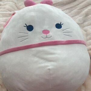 Plush Cat Pillow - White and Pink